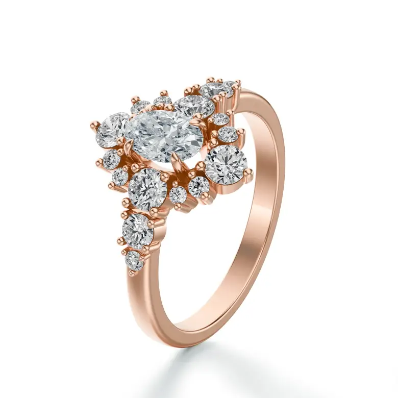 Pierścionek z owalnym diamentem różowe złoto SBPZ_036